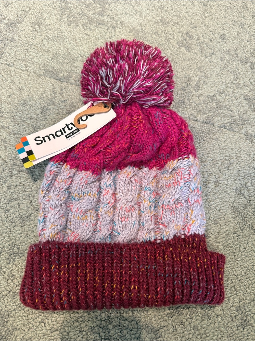 Smartwool Kids Pom Pom Knit Hat - Pink & Multicolor